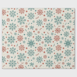 Vintage Christmas Snowflakes & Stars Pattern Presentpapper