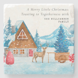 VINTAGE CHRISTMAS SNOWY TOWN ELK PERSONLIG STENUNDERLÄGG