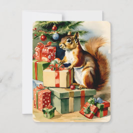 vintage christmas squirrel julkort