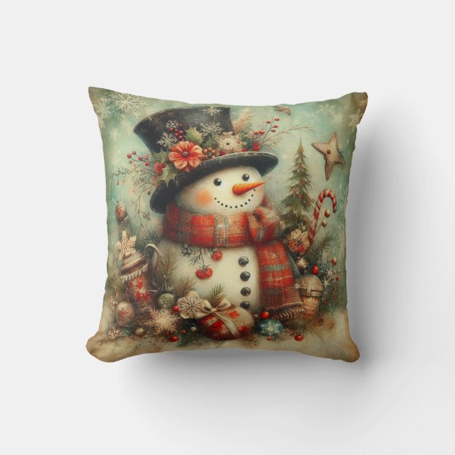 Vintage Christmas Throw Pillow Kudde (Framsida)