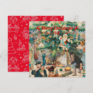 Vintage christmas Träd Lithographic Julkort