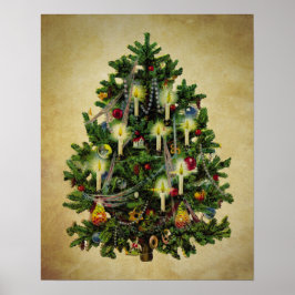 vintage christmas träd poster