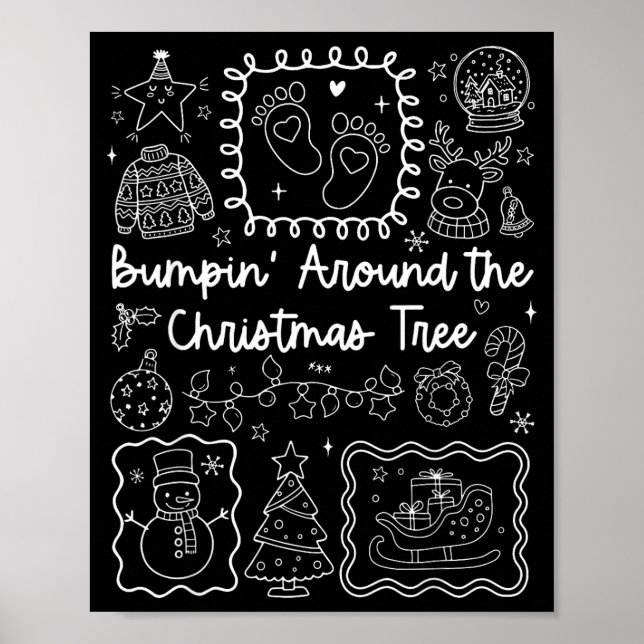 Vintage Christmas Tree Christmas Pregnancy Announc Poster (Framsidan)