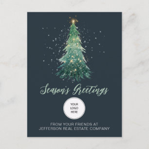 Vintage Christmas Tree Company Logotyp Företag Helg Vykort
