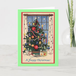 Vintage Christmas Tree Helgkort