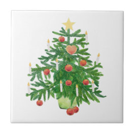 Vintage Christmas Tree with a Star White Kakelplatta