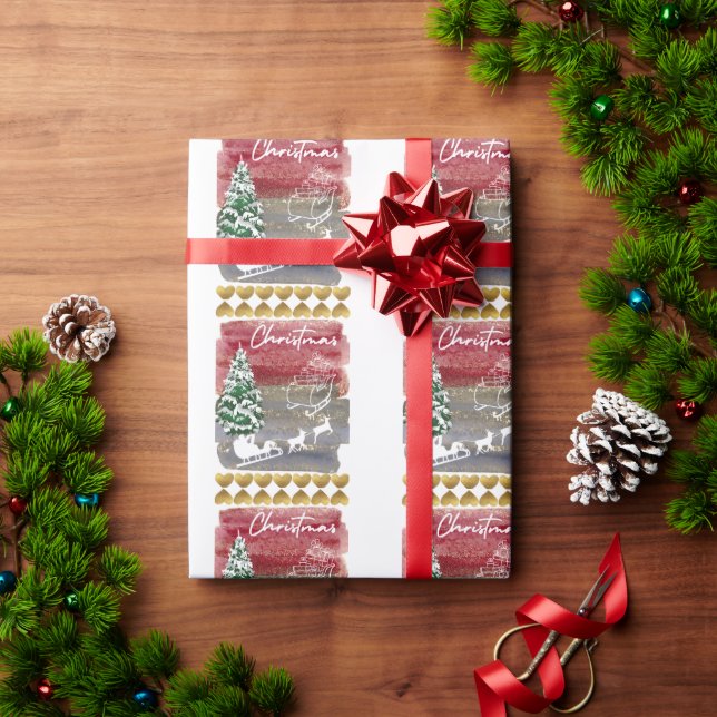 Vintage Christmas trees  Presentpapper (Julgåva)