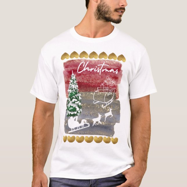 Vintage Christmas trees  T Shirt (Framsida)
