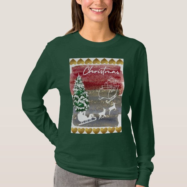 Vintage Christmas trees  T Shirt (Framsida)
