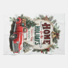 Vintage Christmas Truck Welcome  Kökshandduk