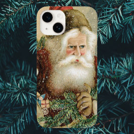 Vintage Christmas, Victorian Santa Claus with Pine