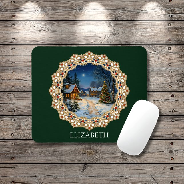 Vintage Christmas Village Doily Musmatta (Skapare uppladdad)