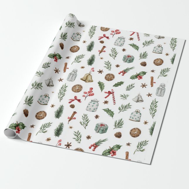 Vintage Christmas Wrapping Paper Presentpapper (Utrullad)
