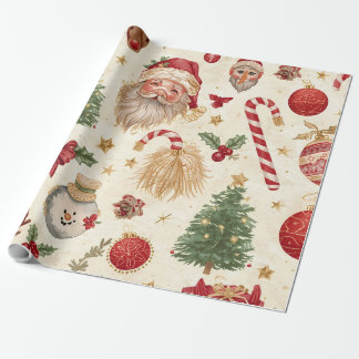 Vintage Christmas Wrapping Paper – Santa, Snowman  Presentpapper