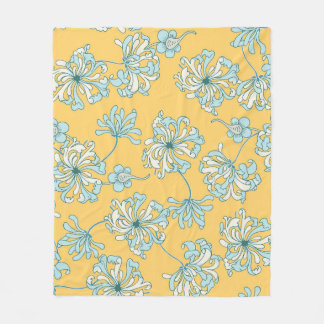 Vintage Chrysanthemum Flowers, Oriental Mönster. Fleecefilt