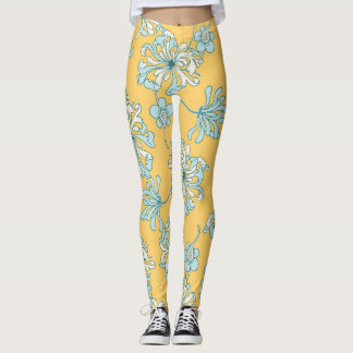 Vintage Chrysanthemum Flowers, Oriental Mönster. Leggings