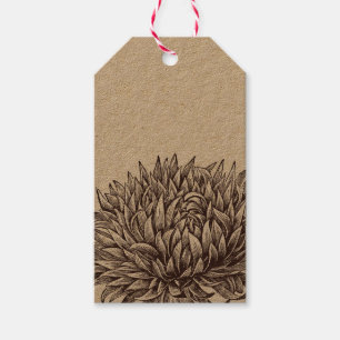 Vintage Chrysanthemum Kraft Märkre Presentetikett