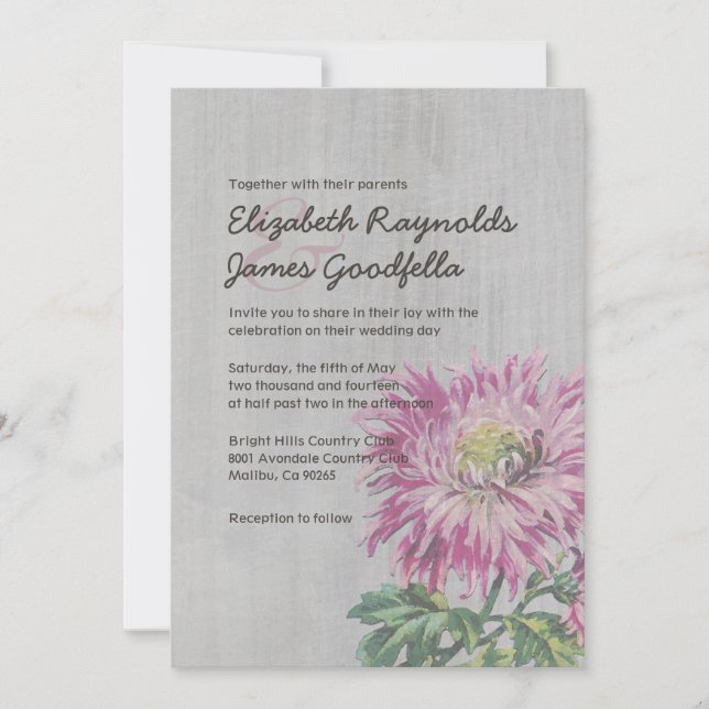Vintage Chrysanths bröllopsinbjudningar Inbjudningar (Framsida)