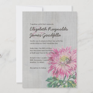 Vintage Chrysanths bröllopsinbjudningar Inbjudningar