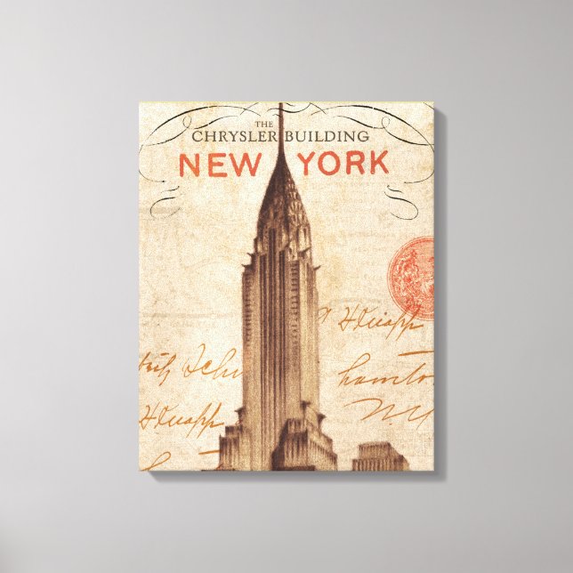 Vintage Chrysler Bygger i New York Canvastryck (Framsida)