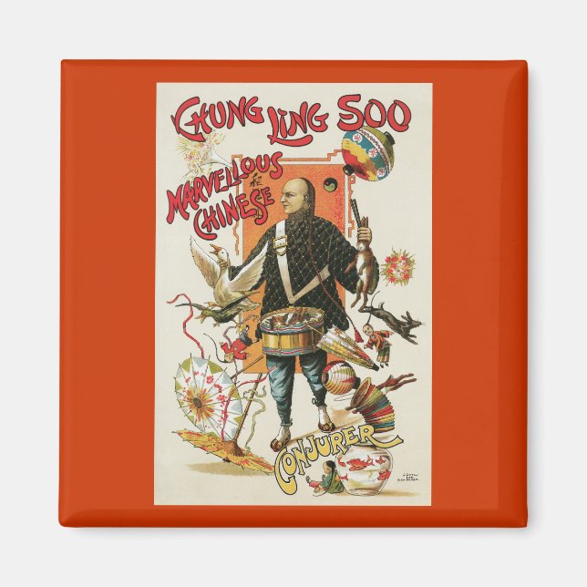 Vintage Chung Ling Soo Magician Poster Magnet (Framsidan)