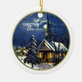 Vintage Church Anpassningsbar jul Julgransprydnad Keramik