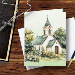 Vintage Church Bible Verse Sage Anteckningskort
