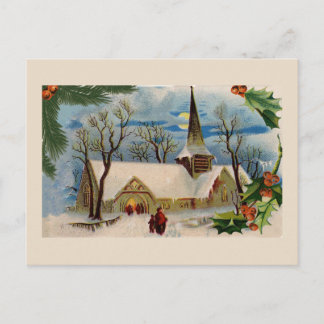 Vintage Church på vintern Vykort