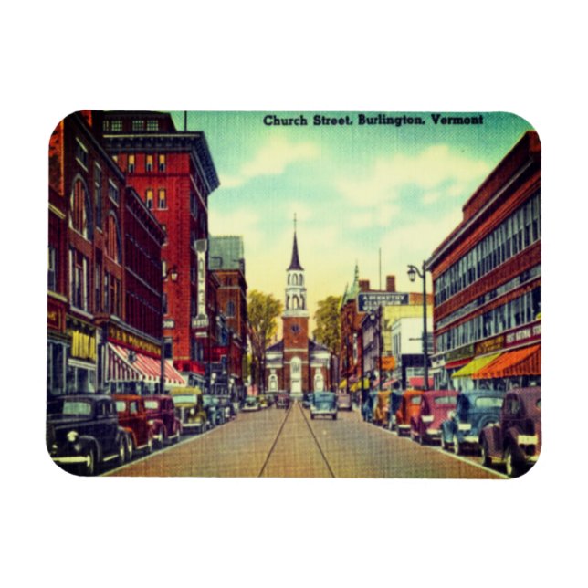 Vintage Church Street, Burlington Magnet (Horisontell)