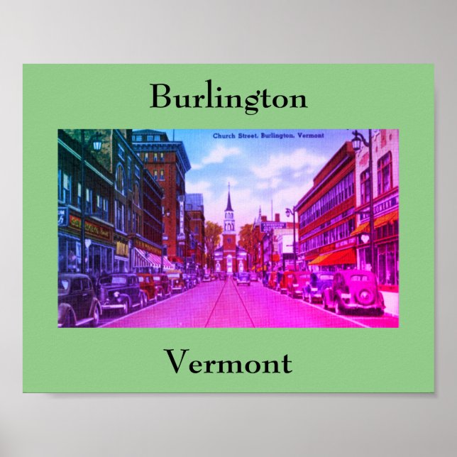 Vintage Church Street, Burlington Poster (Framsidan)