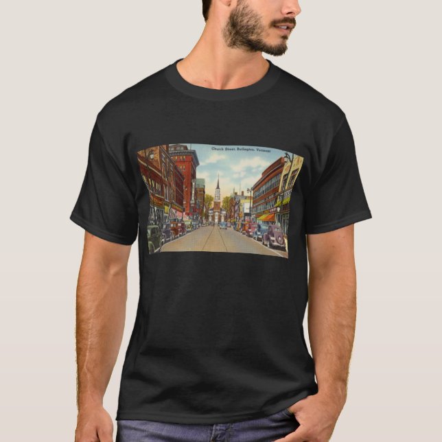 Vintage Church Street, Burlington, VT  T Shirt (Framsida)