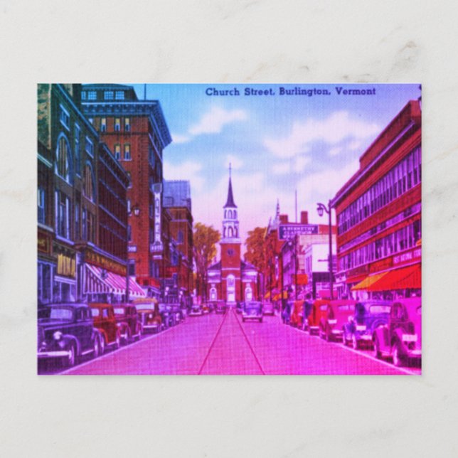 Vintage Church Street, Burlington Vykort (Framsida)