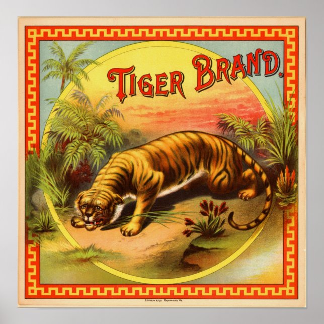 Vintage Cigar Annons: Tiger Brand Poster (Framsidan)