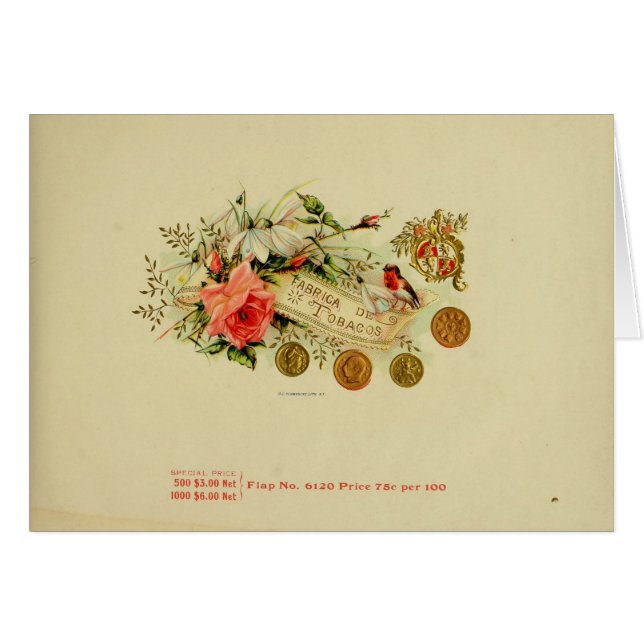 Vintage Cigar Box-etikett Hälsningskort (Framsidan Horizontal)