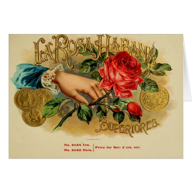 Vintage Cigar Box-etikett Hälsningskort (Framsidan Horizontal)