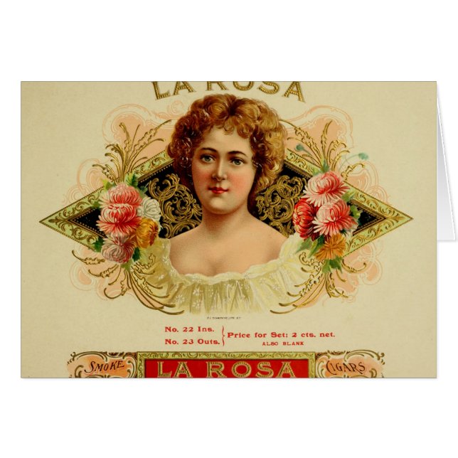 Vintage Cigar Box-etikett Hälsningskort (Framsidan Horizontal)