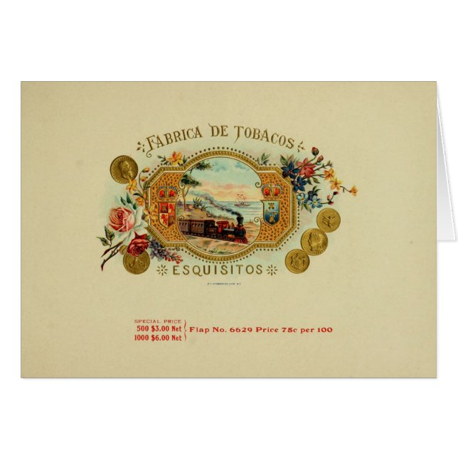 Vintage Cigar Box-etikett Hälsningskort (Framsidan Horizontal)