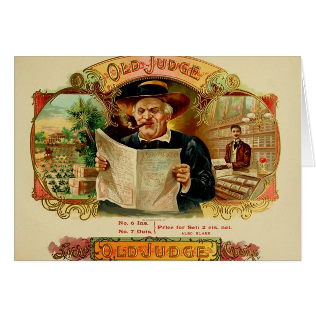 Vintage Cigar Box-etikett Hälsningskort (Framsidan Horizontal)