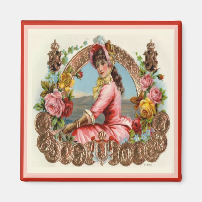 Vintage Cigar Box-etikett Magnet (Framsidan)