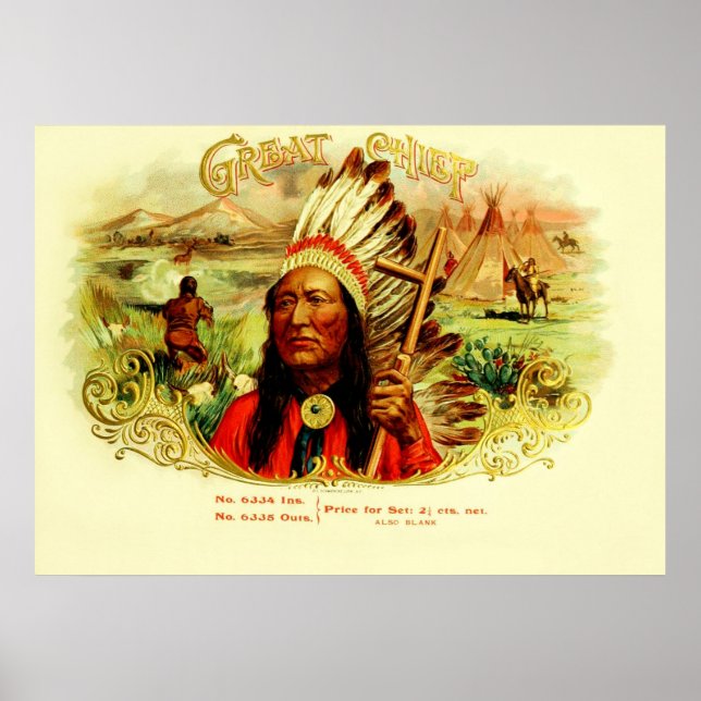 Vintage Cigar Box-etikett Poster (Framsidan)
