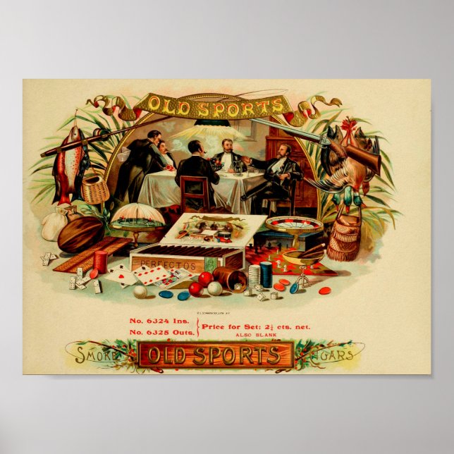 Vintage Cigar Box-etikett Poster (Framsidan)
