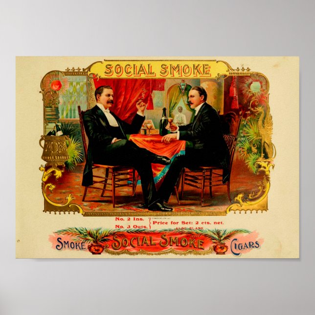 Vintage Cigar Box-etikett Poster (Framsidan)
