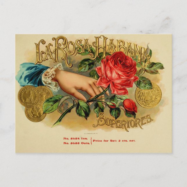 Vintage Cigar Box-etikett Vykort (Framsida)