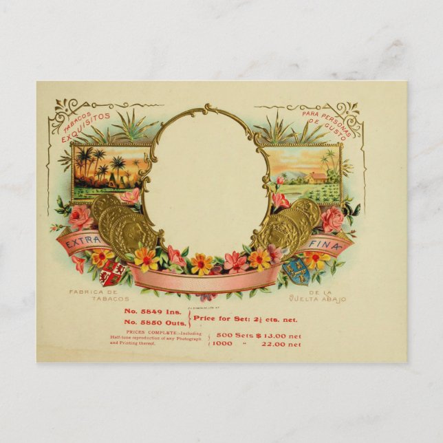 Vintage Cigar Box-etikett Vykort (Framsida)