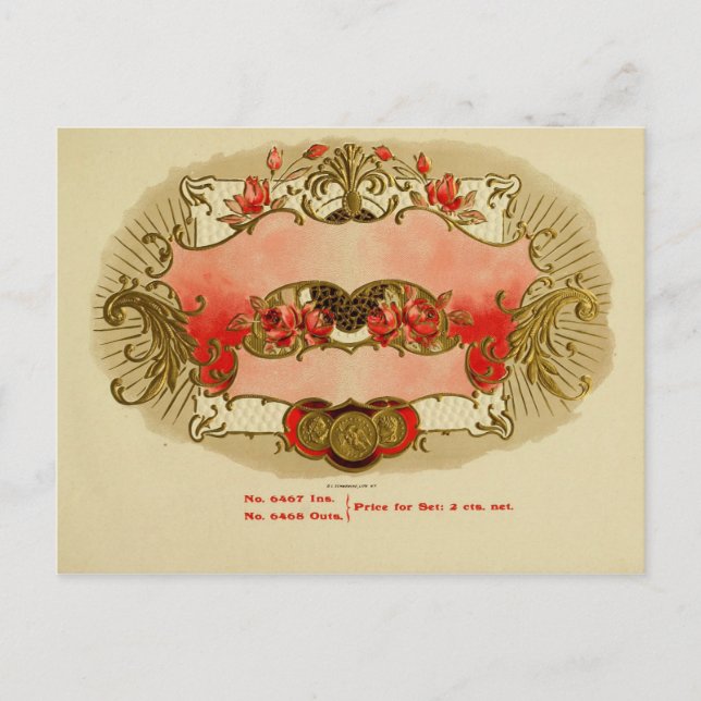 Vintage Cigar Box-etikett Vykort (Framsida)