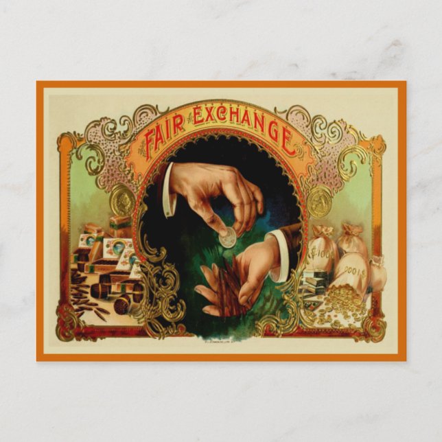 Vintage Cigar Box-etikett Vykort (Framsida)