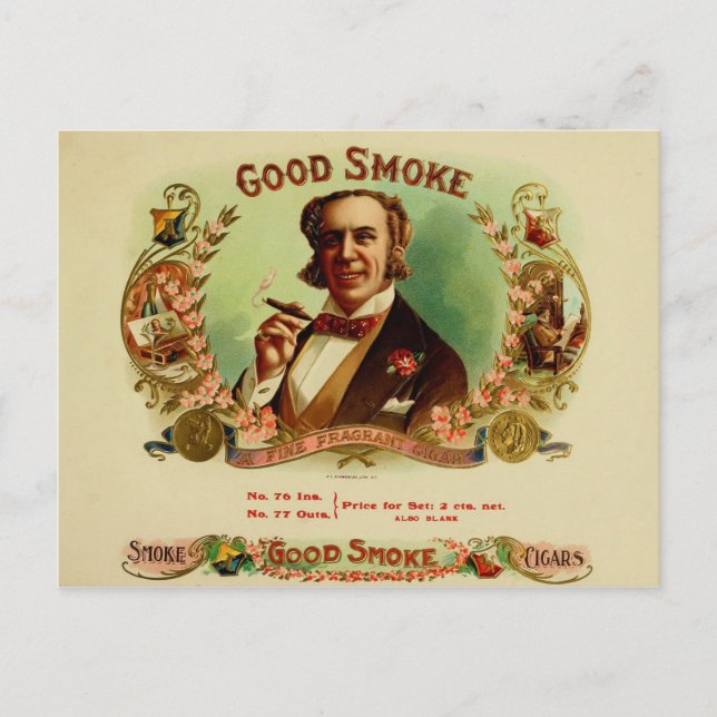 Vintage Cigar Box-etikett Vykort (Framsida)