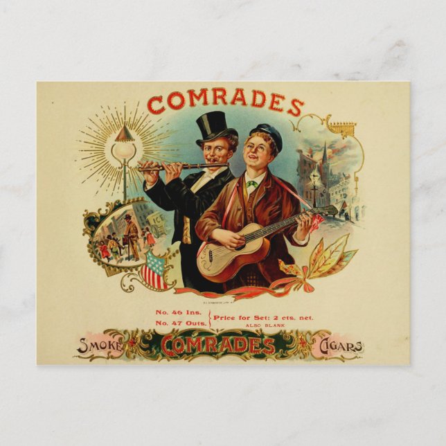 Vintage Cigar Box-etikett Vykort (Framsida)