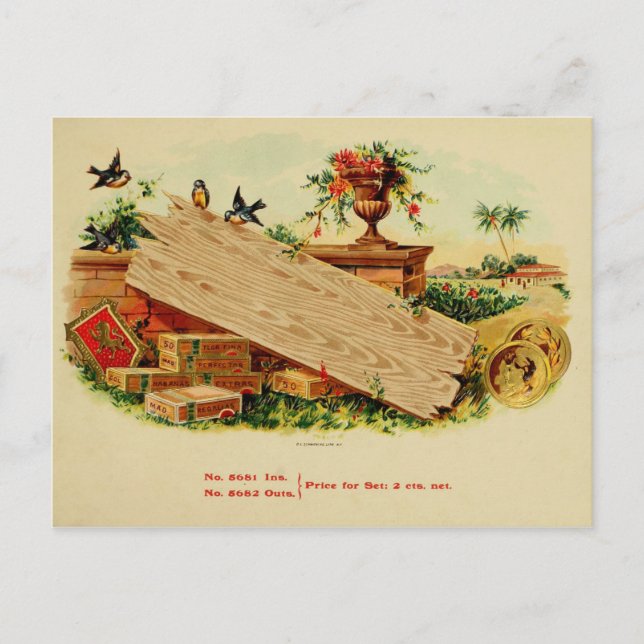 Vintage Cigar Box-etikett Vykort (Framsida)