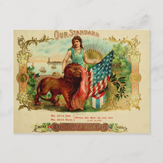 Vintage Cigar Box-etikett Vykort (Framsida)